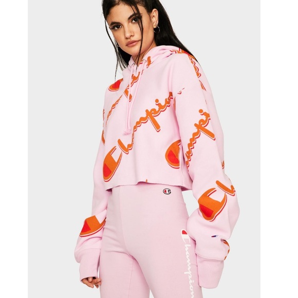 Champion Tops - Champion pink reverse weave crop hoodie